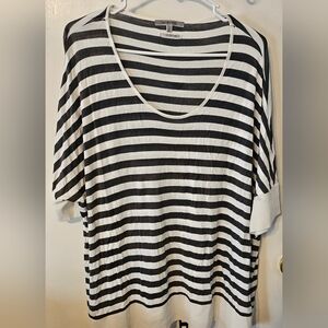 Oversized Black and White Striped Short Sleeve Tee